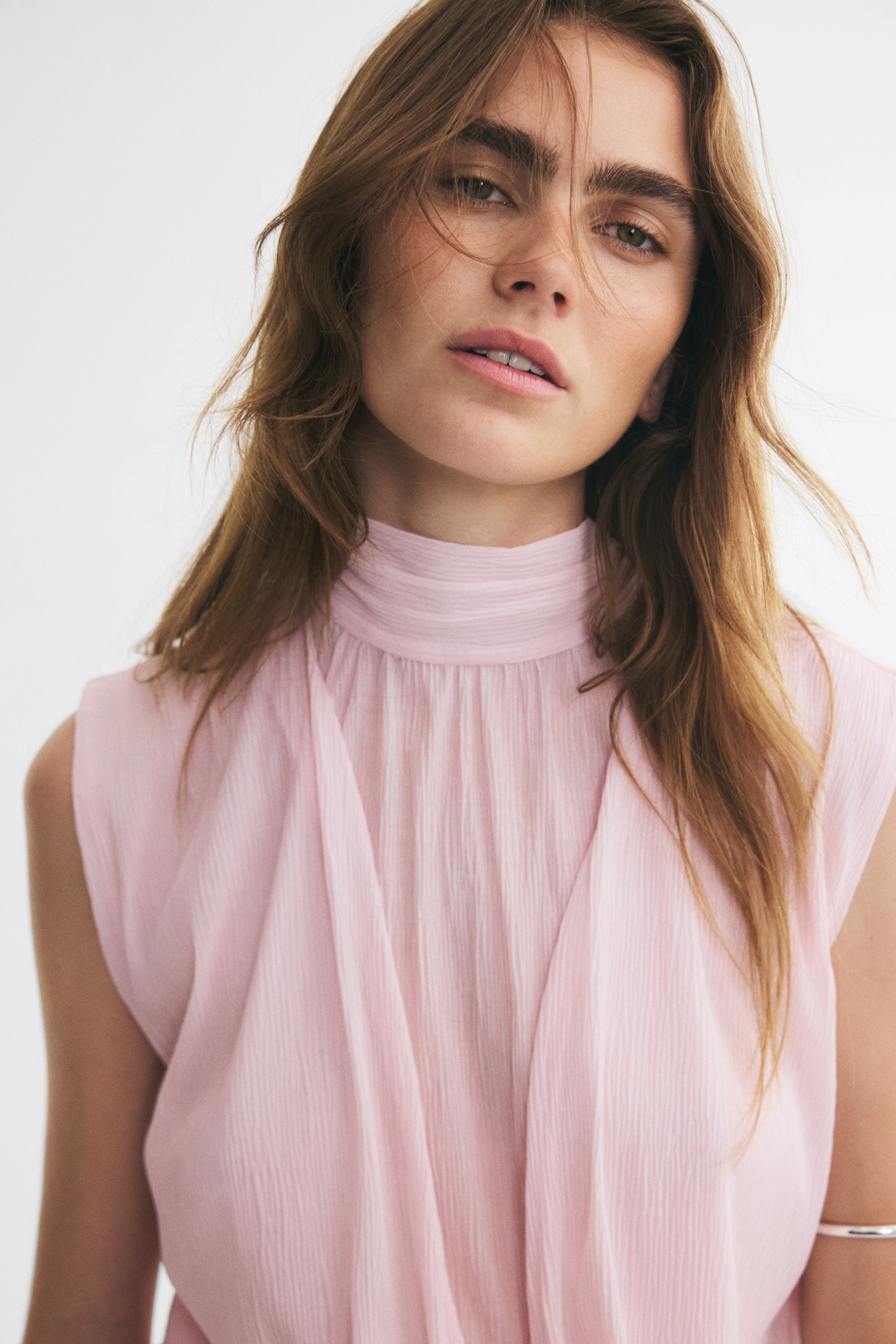 Orvesta Cropped bubble hem top Pink
