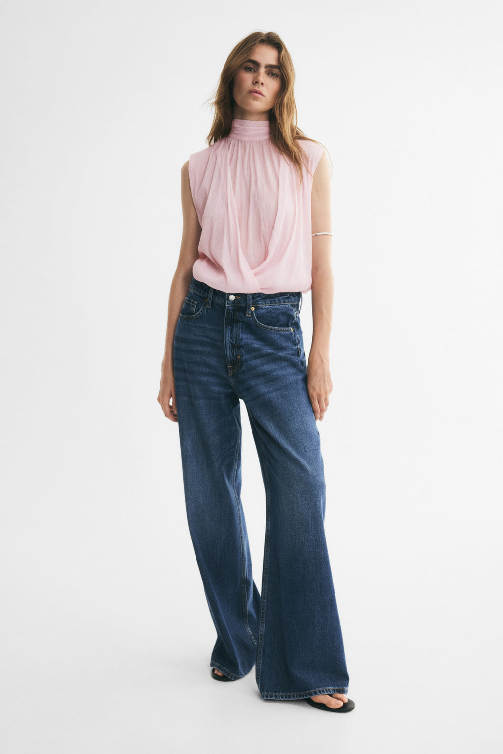Orvesta Cropped bubble hem top Pink