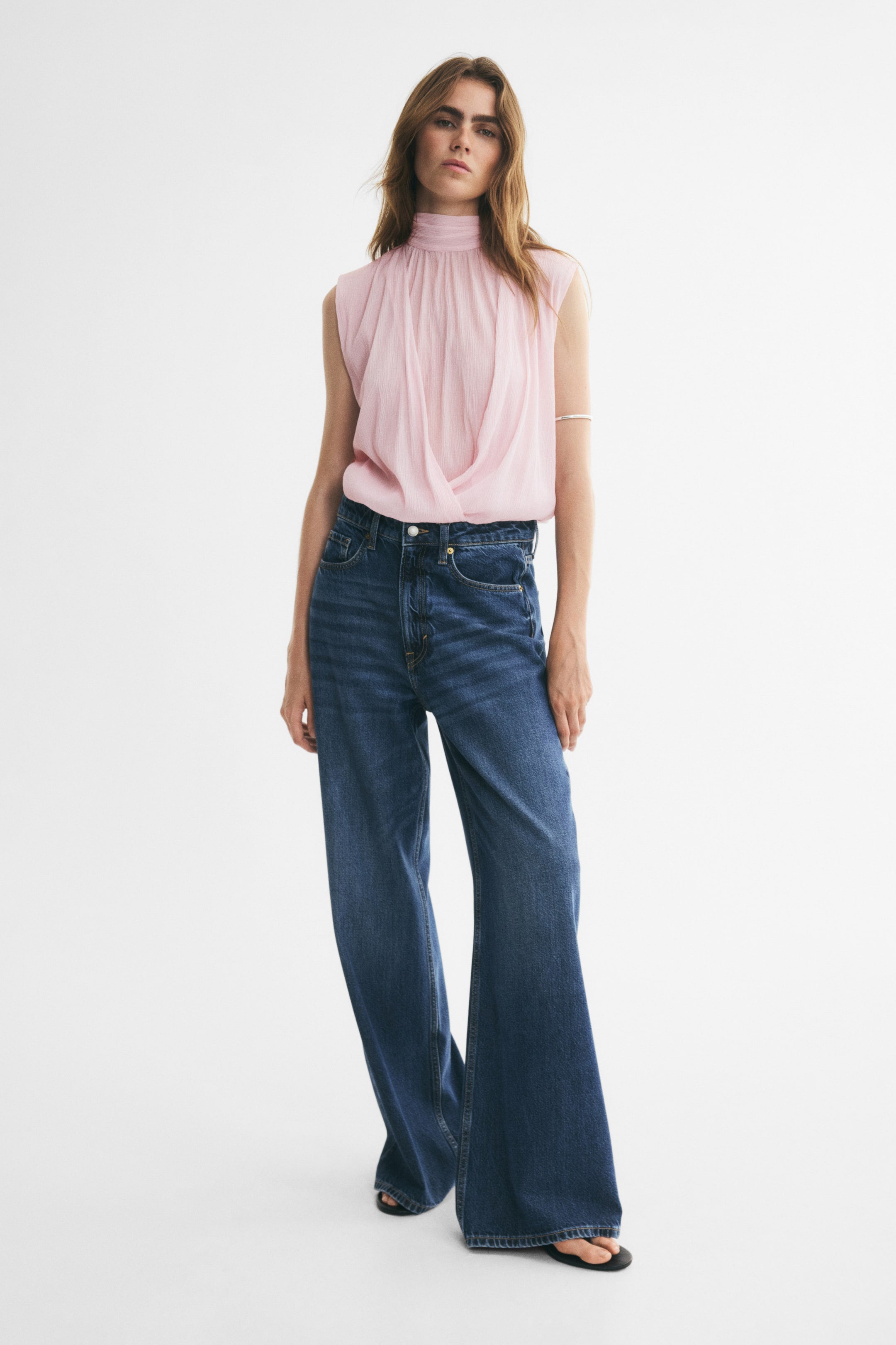Orvesta Cropped bubble hem top Pink